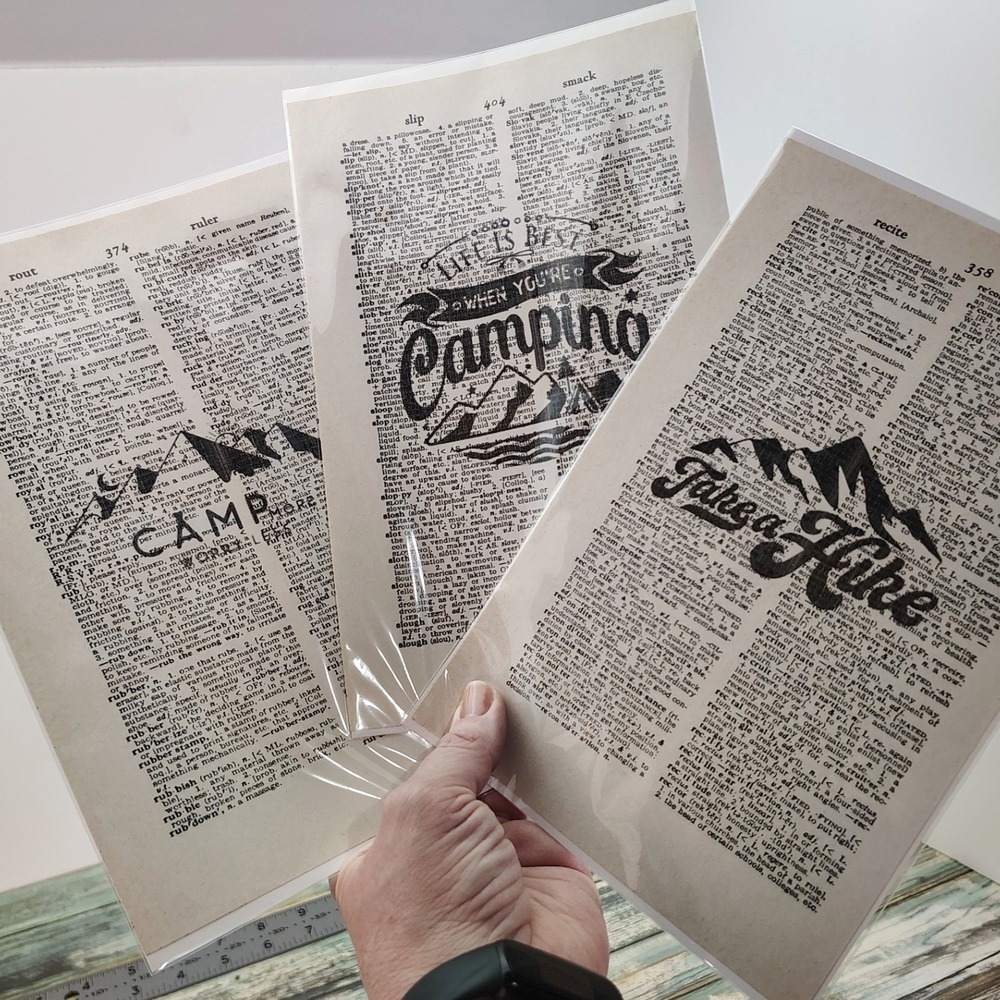 Life Is Better Camping Take a Hike Vtg Dictionary‎ Page Decor Set of 3 Adventure